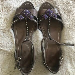 MIU MIU PURPLE STUDDED SANDALS